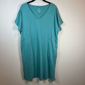 J. Jill Pure Jill Soft V-Neck T-Shirt Dress Aqua Mini Pullover Women's  Sz Large